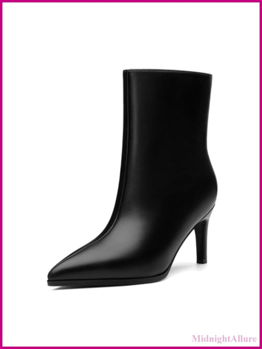 Kitten Heel Pointed Toe Ankle Boots Faux Leather Pull On Dress Booties
